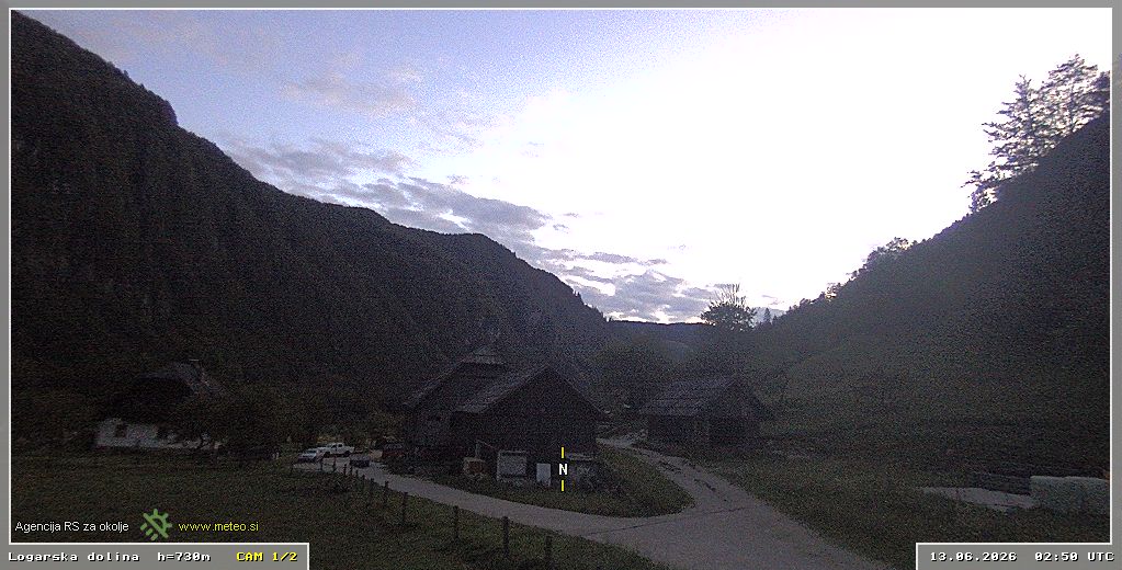 Webcam Logar valley 730 m - view towards north