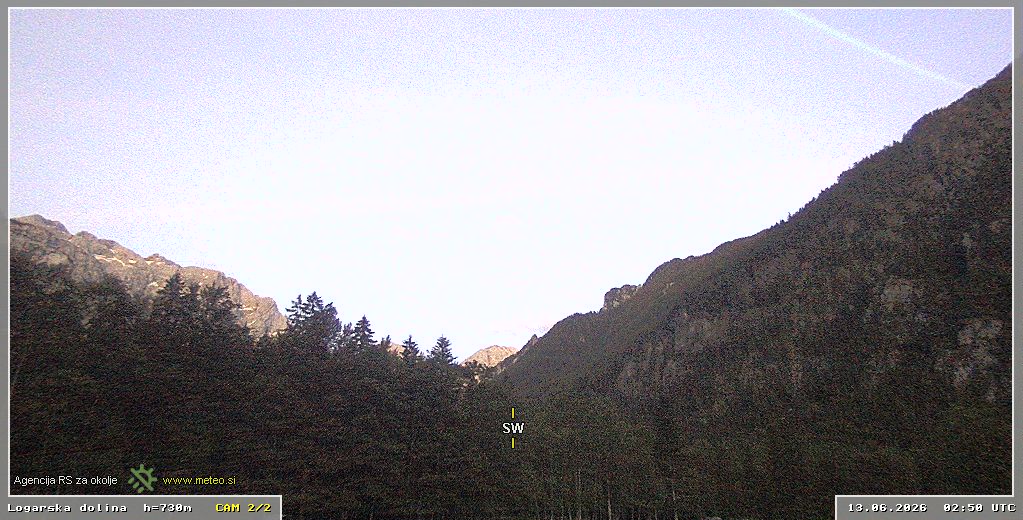 Webcam Logar valley 730 m - view towards southwest