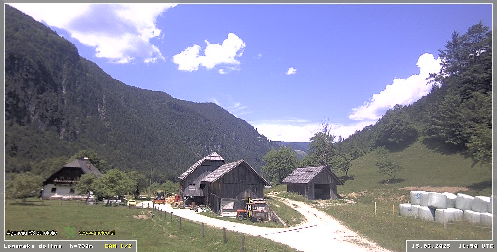 Spletna kamera Logarska dolina 730 m - pogled proti severu