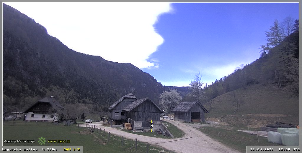 Spletna kamera Logarska dolina 730 m - pogled proti severu