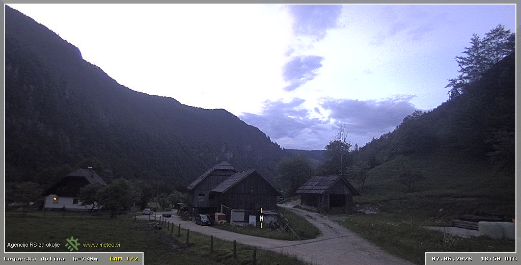 Spletna kamera Logarska dolina 730 m - pogled proti severu