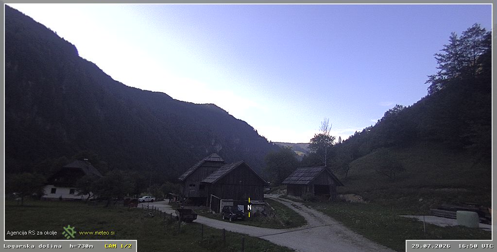 Webcam Logar valley 730 m - view towards north