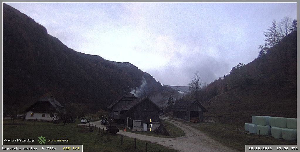 Spletna kamera Logarska dolina 730 m - pogled proti severu