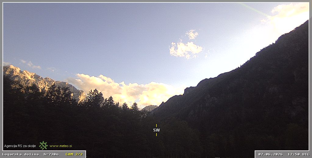 Spletna kamera Logarska dolina 730 m - pogled proti jugozahodu
