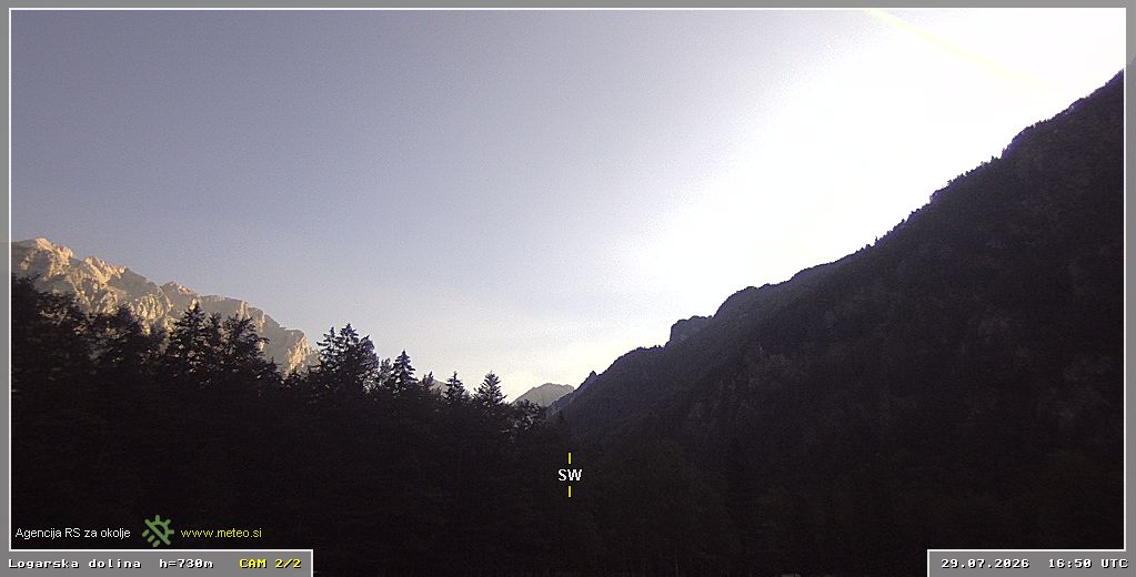 Webcam Logar valley 730 m - view towards southwest