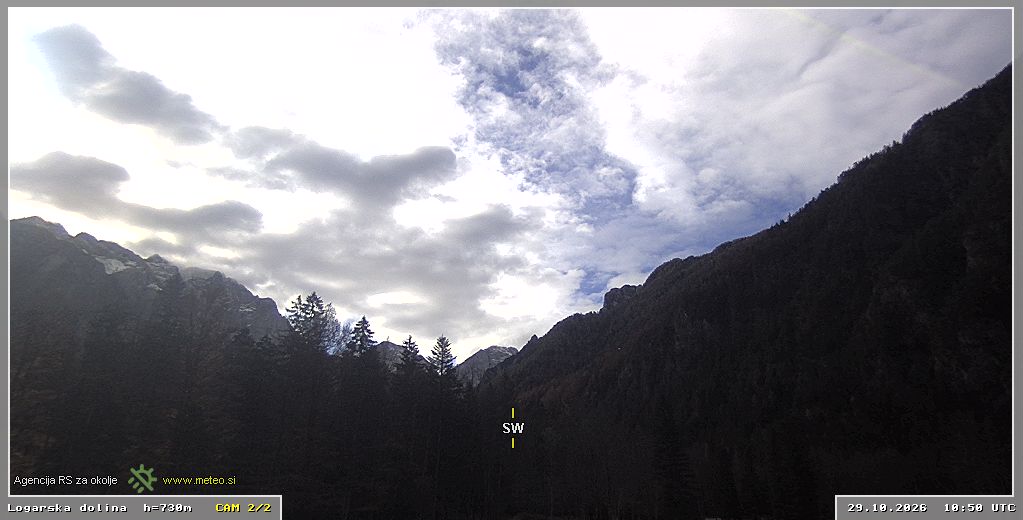 Webcam Logar valley 730 m - view towards southwest