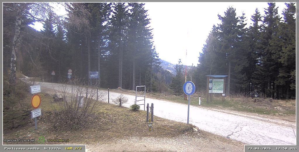 Spletna kamera Pavličevo sedlo 1337 m - pogled proti zahodu